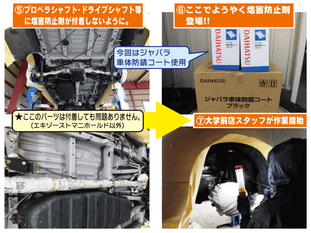 上越市の中古車販売店　東自動車商会は塩害防止コーティングも行なっております　塩害防止コーティング処理、マスキング